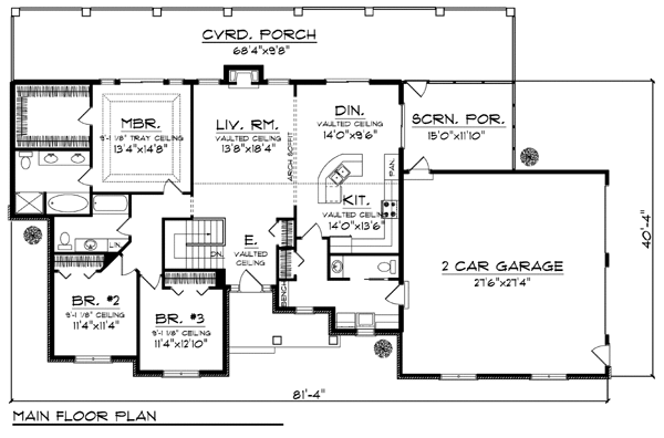 Country European Ranch Level One of Plan 72936