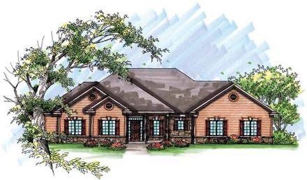 Country European One-Story Elevation of Plan 72937