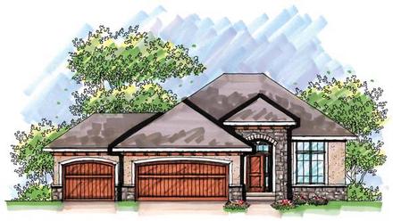 Coastal Mediterranean One-Story Ranch Elevation of Plan 72938