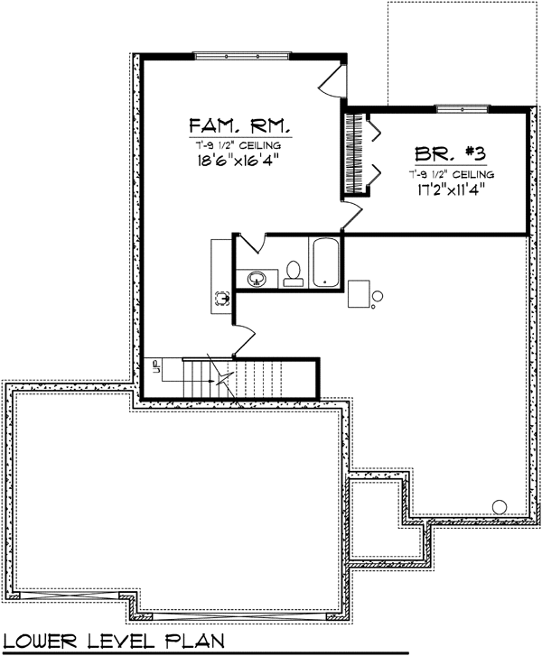 Mediterranean One-Story Ranch Lower Level of Plan 72939