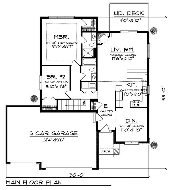 Mediterranean One-Story Ranch Level One of Plan 72939