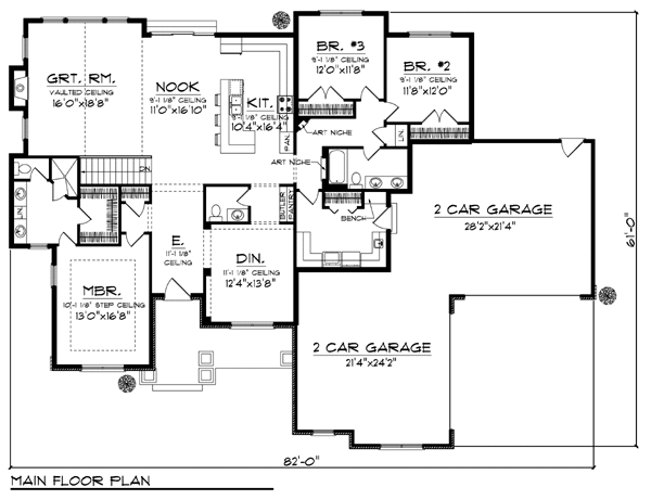 Country Craftsman One-Story Ranch Level One of Plan 72942