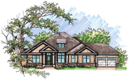 Country Craftsman One-Story Ranch Elevation of Plan 72942