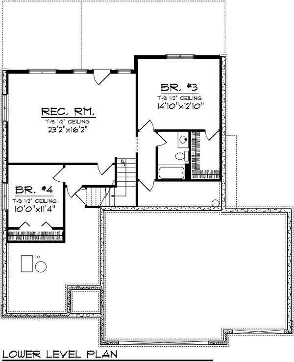 Coastal Mediterranean One-Story Ranch Lower Level of Plan 72945