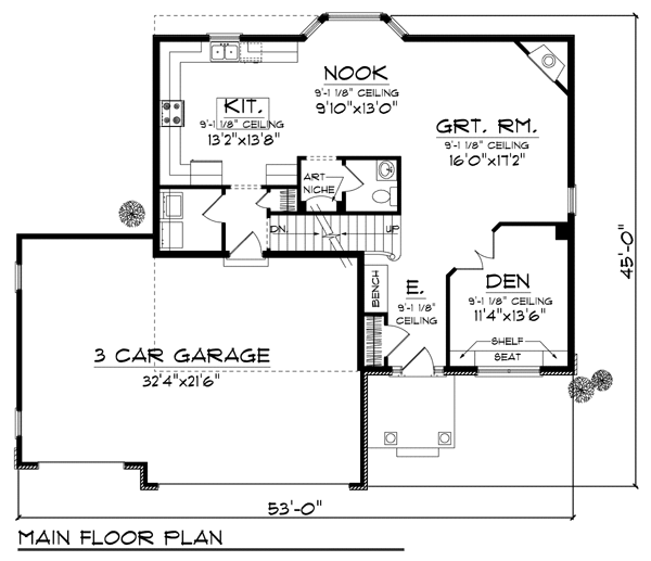 Country Farmhouse Traditional Level One of Plan 72946