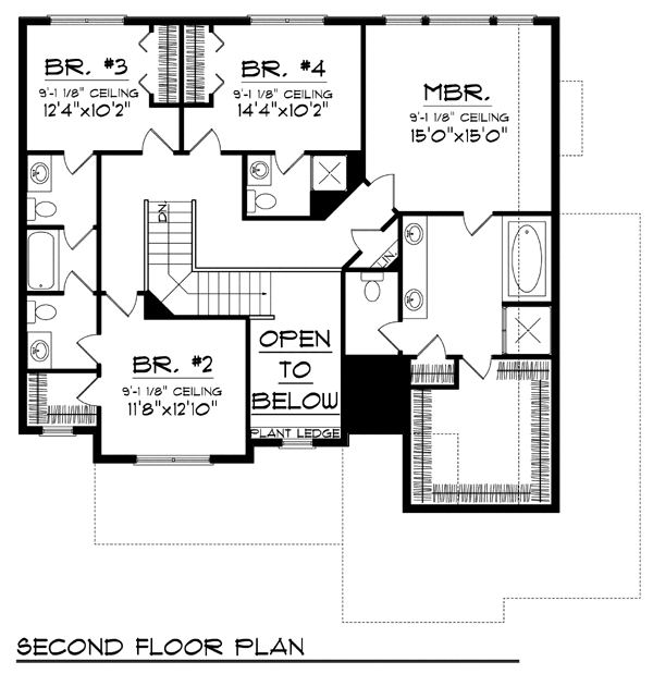 Country Farmhouse Traditional Level Two of Plan 72947