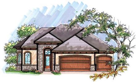 Coastal Mediterranean One-Story Ranch Elevation of Plan 72948