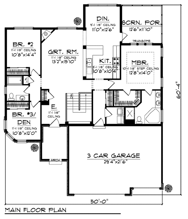 Coastal Mediterranean One-Story Ranch Level One of Plan 72949