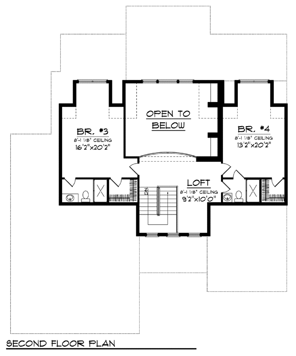 Country Craftsman Farmhouse Level Two of Plan 72952