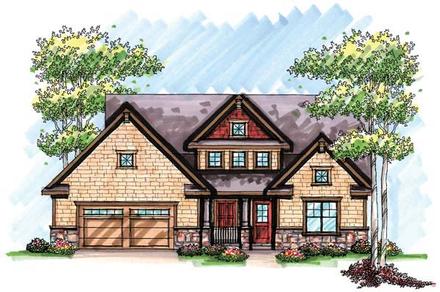 Country Craftsman Farmhouse Elevation of Plan 72952