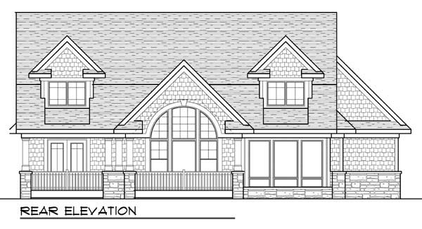 Country Craftsman Farmhouse Rear Elevation of Plan 72952