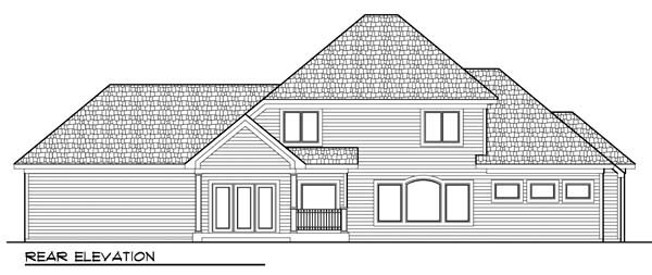 Country European Rear Elevation of Plan 72954