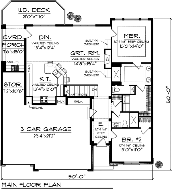 Country Craftsman One-Story Ranch Level One of Plan 72956