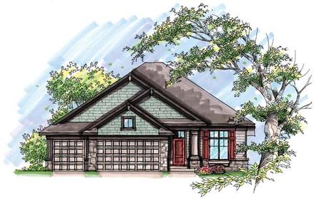 Country Craftsman One-Story Ranch Elevation of Plan 72956