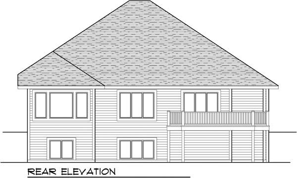 Country Craftsman One-Story Ranch Rear Elevation of Plan 72956