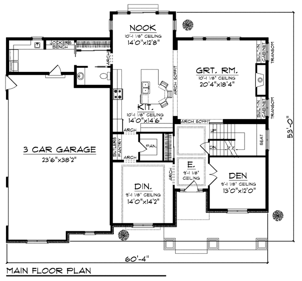 Country European Farmhouse Traditional Level One of Plan 72957