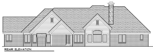 European One-Story Ranch Rear Elevation of Plan 72958