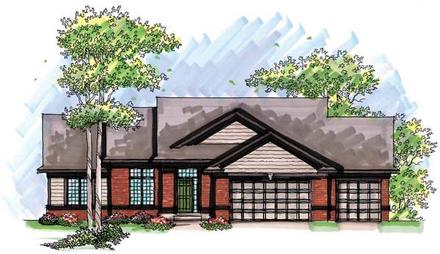 One-Story Ranch Traditional Elevation of Plan 72959
