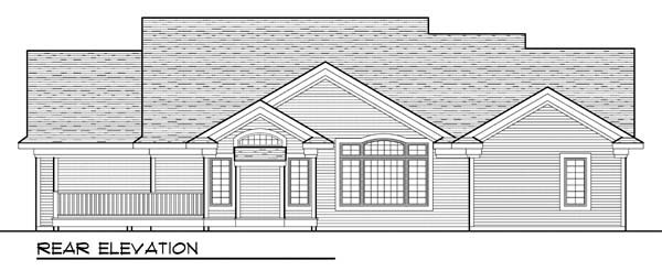 One-Story Ranch Traditional Rear Elevation of Plan 72959