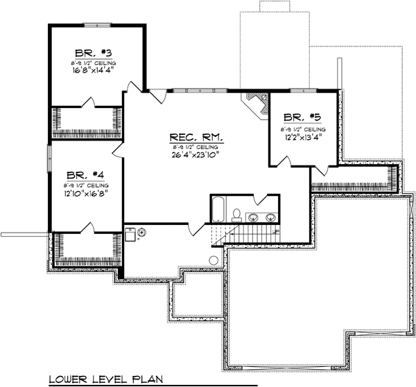 One-Story Ranch Traditional Lower Level of Plan 72960