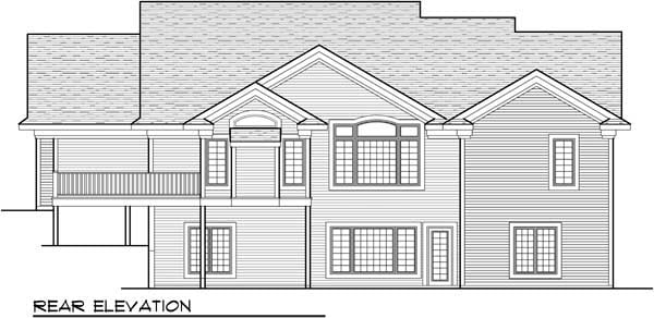 One-Story Ranch Traditional Rear Elevation of Plan 72960