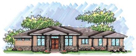 One-Story Ranch Elevation of Plan 72961