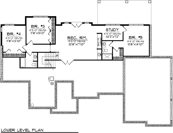 Prairie Style Southwest Lower Level of Plan 72962