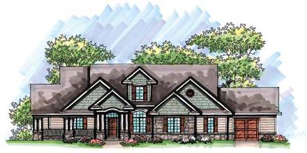 Country Craftsman European One-Story Ranch Elevation of Plan 72963