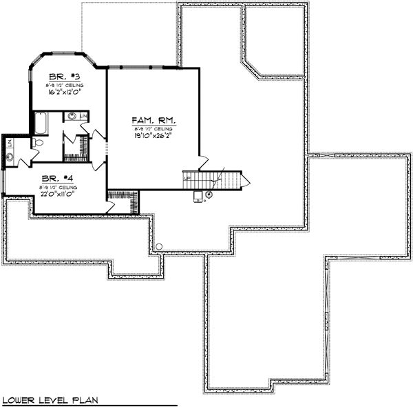 Craftsman European One-Story Ranch Lower Level of Plan 72964