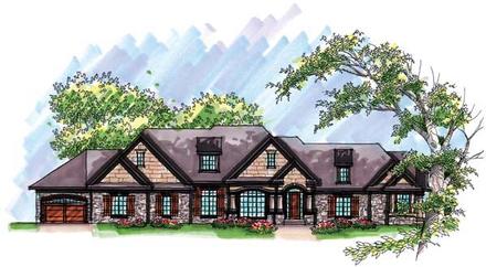 Country Craftsman European One-Story Ranch Elevation of Plan 72967