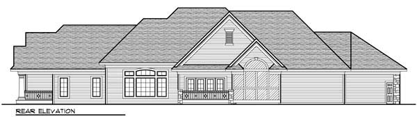 Country Craftsman European One-Story Ranch Rear Elevation of Plan 72967