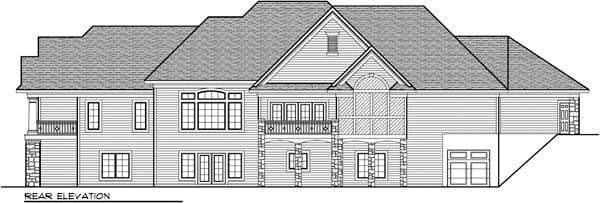 European One-Story Ranch Rear Elevation of Plan 72968