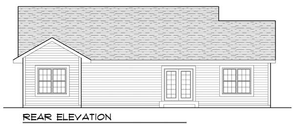 Cottage Craftsman One-Story Ranch Rear Elevation of Plan 72969