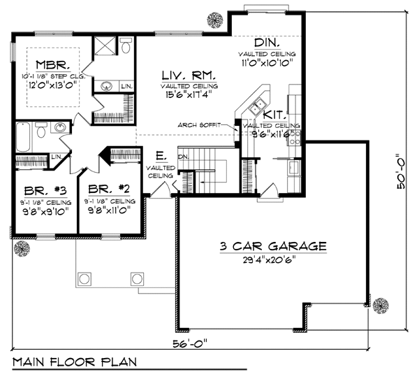 Bungalow Craftsman Traditional Level One of Plan 72970