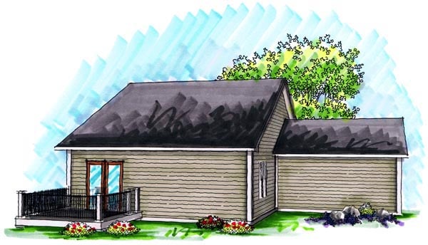 Ranch Rear Elevation of Plan 72975