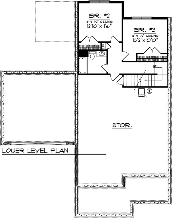 Bungalow Craftsman Lower Level of Plan 72978