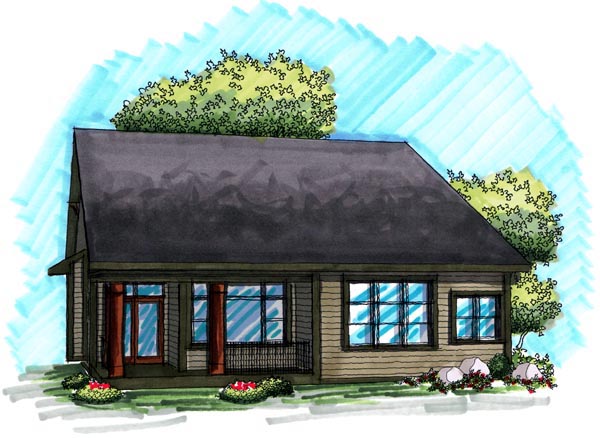 Ranch Rear Elevation of Plan 72984