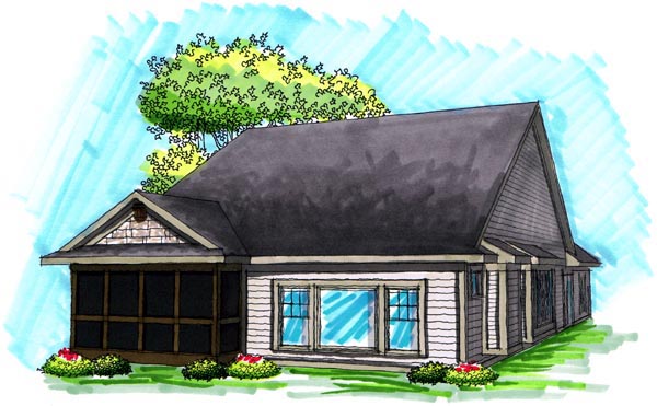 Ranch Rear Elevation of Plan 72987