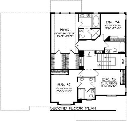 House Plan 72995 Second Level Plan