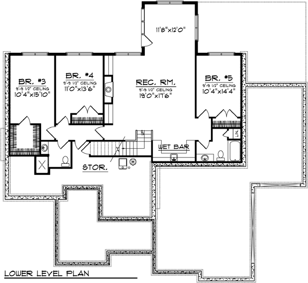 Ranch Lower Level of Plan 72996