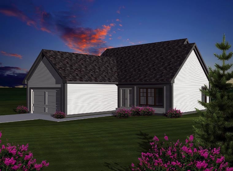 Ranch Rear Elevation of Plan 72998