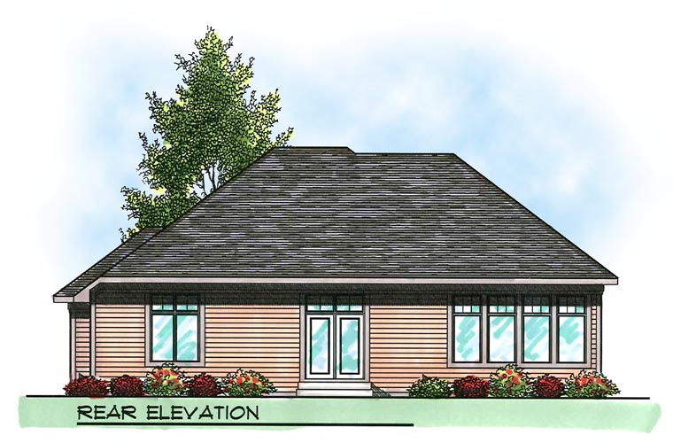 Bungalow Craftsman One-Story Rear Elevation of Plan 73002
