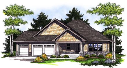Bungalow Craftsman One-Story Elevation of Plan 73006