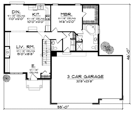 House Plan 73009 First Level Plan