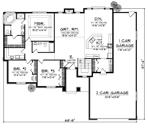 European One-Story Level One of Plan 73011