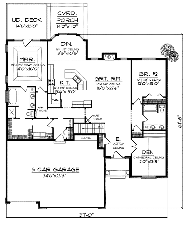 European One-Story Level One of Plan 73012