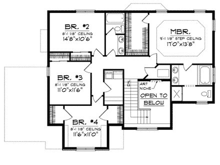 House Plan 73014 Second Level Plan