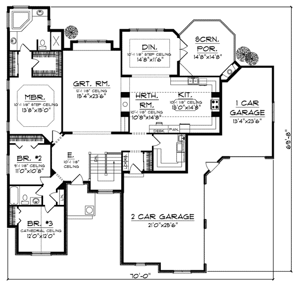 European One-Story Level One of Plan 73016