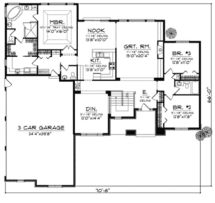 House Plan 73017 First Level Plan
