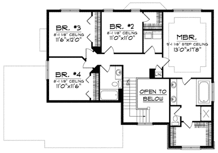 House Plan 73018 Second Level Plan